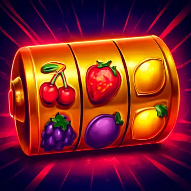 Kleurrijke fruitsymbolen op gouden rollen in Bonanza Billion.